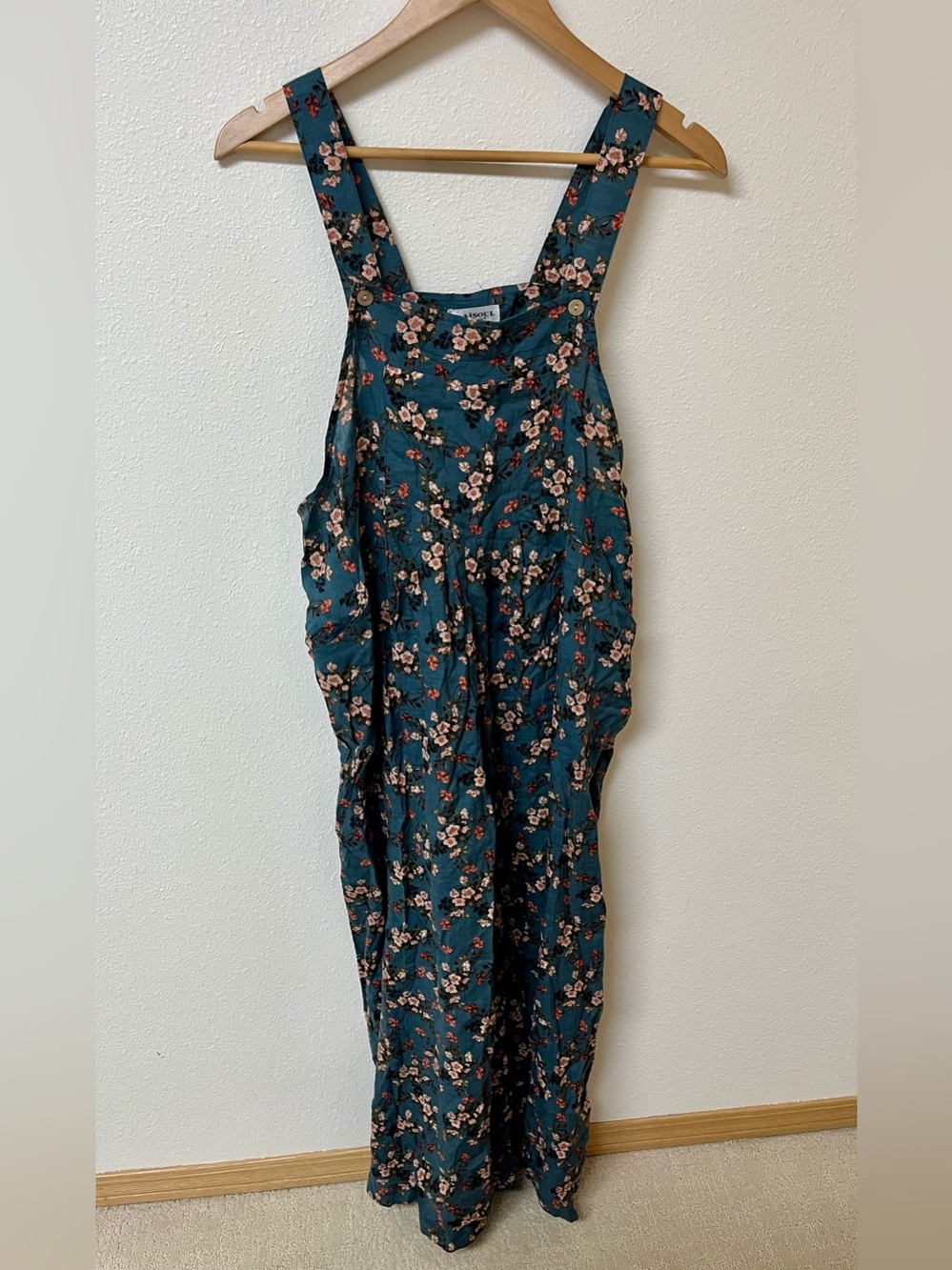 L.A Soul Teal Floral Overall Jumpsuit women’s size S. NWT